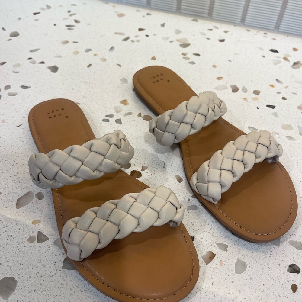 a new day Cream and Tan Braided Sandals